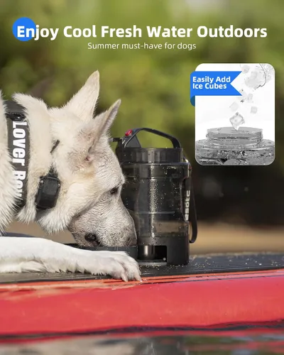 Miniatura 5 de lesotc Botella de agua de viaje para perros portátil con cuenco extraíble, dispensador de agua de viaje grande de 77 onzas para perros, artículos