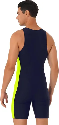 Miniatura 21 de XUNZOO Mens One Piece Sleeveless Front Zipper Color Block Swimwear Bodysuit Wetsuit Sports Wear