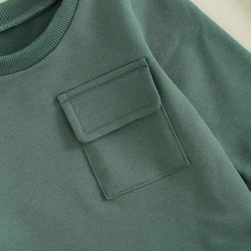 Miniatura 42 de Kuriozud Conjunto de 2 piezas de sudadera con cuello redondo y pantalones deportivos para niños pequeños para otoño e invierno
