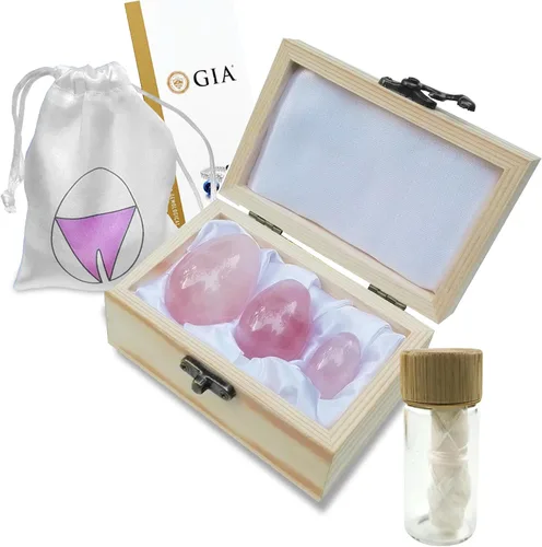 Miniatura 10 de Sacred Weapon Huevo Kegel de cuarzo rosa certificado GIA - Ejercitador de suelo pélvico para mujeres Soporte para menopausia, posparto y prolapso