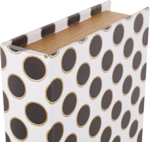 Miniatura 5 de Deco 79 Caja decorativa de piel sintética con forma de libro con patrones circulares negros y dorados, juego de 3 cajas decorativas de recuerdo