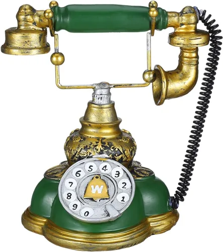 PRETYZOOM Adornos de teléfono vintage, decoración retro con cable para el hogar, oficina o sala de estar, artesanía multifuncional de resina de 7.5