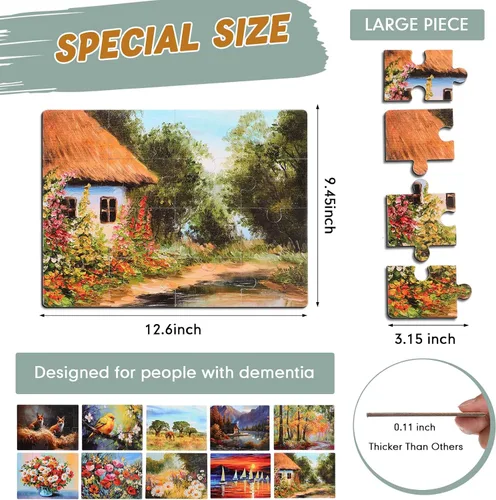 Miniatura 2 de Hiboom Paquete de 10 rompecabezas grandes de 16 piezas para personas mayores con demencia para personas mayores con demencia, productos para adultos