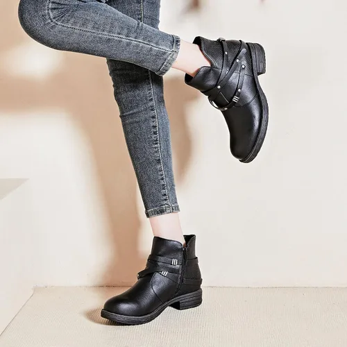 Miniatura 5 de Ataiwee Women's Wide Width Ankle Boots, Chunky Heel Side Zipper Fashion Slip On Short Booties.
