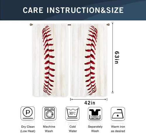 Miniatura 3 de Miyotaa Cortinas deportivas de béisbol para niños y adolescentes, 2 paneles de 42 pulgadas de ancho x 63 pulgadas de alto, bolsillo para barra