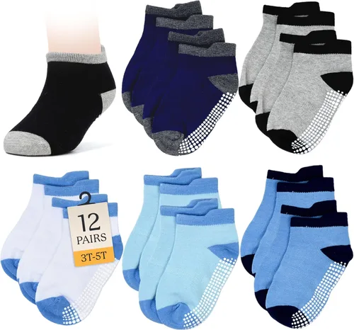 Miniatura 21 de CozyWay Baby & Toddler Socks with Grippers Non Slip Ankle Grip Socks For Boys and Girls - Comfy Soft Cotton - 12 Pack