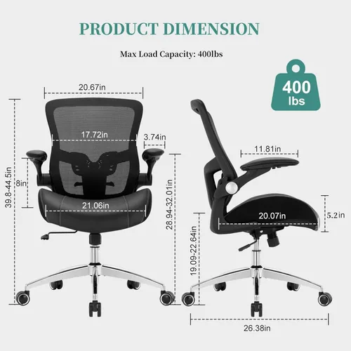 Miniatura 3 de Silla de oficina grande y alta de 400 libras, silla de escritorio para computadora resistente con asiento ancho de espuma de modelado 3D, silla