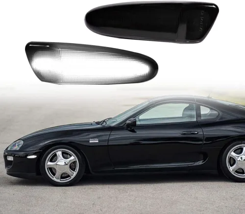 Miniatura 9 de Lente ahumada, luz de marcador lateral frontal, carcasa de la lámpara de guardabarros compatible con Toyota SUPRA MK.4 1997 1998 y Toyota Celica