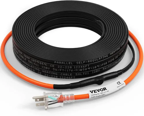 Miniatura 17 de VEVOR Cable de calefacción de tubería autorregulable, cinta térmica de 120 pies de 5 W/ft para protección contra congelación de tuberías, protege