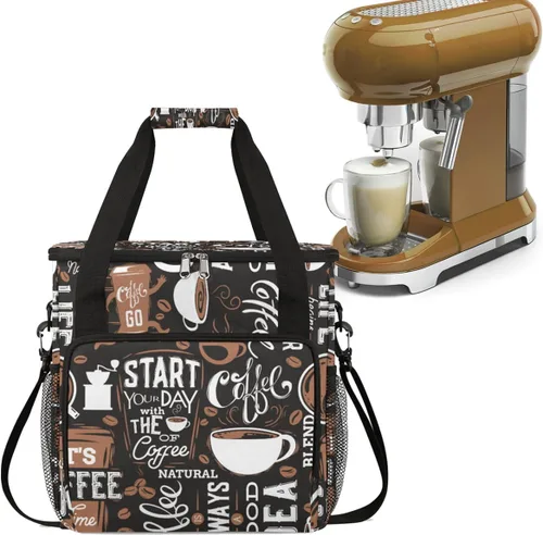 Miniatura 11 de Turquesa comienza tu día con la bolsa de transporte para cafetera, bolsa de almacenamiento de viaje para cafetera, bolsa de almacenamiento de viaje