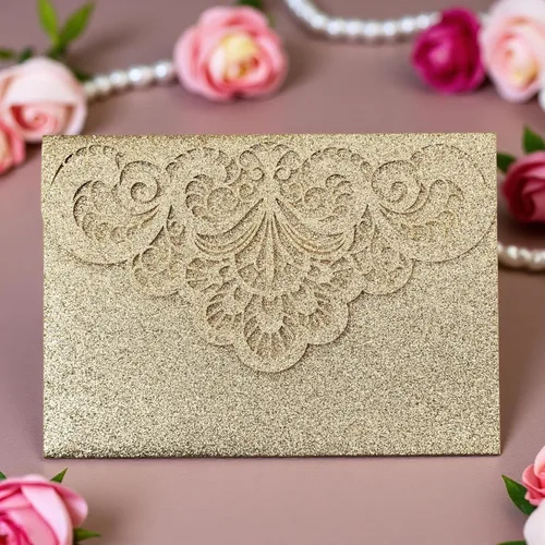 Miniatura 11 de Tarjeta de felicitación, 20 tarjetas de invitación con purpurina negra cortada con láser para bodas, fiestas, cumpleaños, graduaciones, Año Nuevo