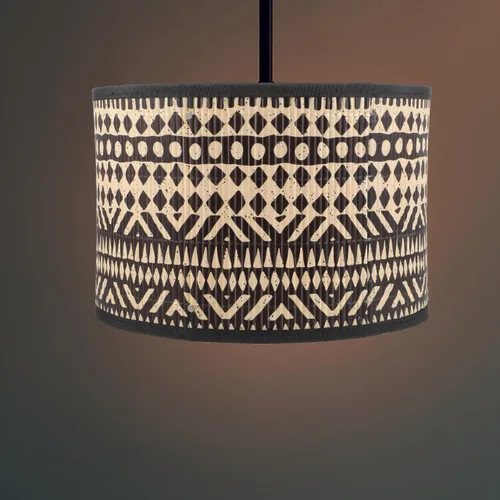 Miniatura 6 de DOITOOL Pantalla de lámpara de bambú bohemia de 12 pulgadas, repuesto de cubierta de tambor impresa para lámparas de mesa, lámpara de piso