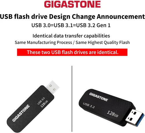 Miniatura 2 de GIGASTONE Unidad flash Z30 de 128 GB (paquete de 5) USB 3.2 Gen 1, 100 MB/s ultrarrápida, bucle de llavero, estilo de fibra de carbono, diseño
