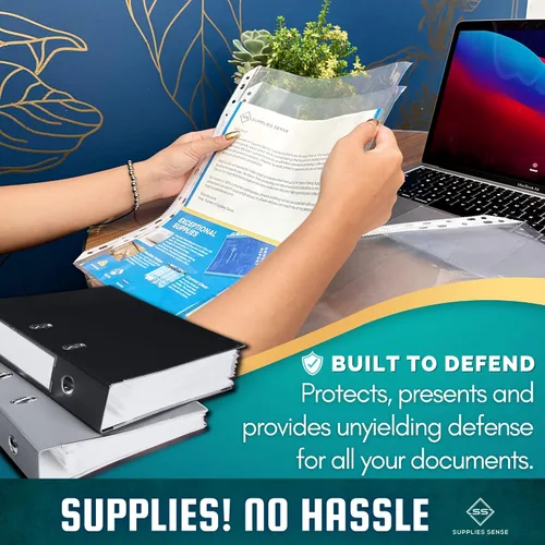 Miniatura 5 de Protectores de hojas para carpeta de 3 anillas, paquete de 50 protectores de páginas transparentes premium de 8.5 x 11 pulgadas, fundas de plástico