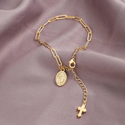 Miniatura 6 de Delicada pulsera de cadena ovalada de oro de 18 quilates con eslabones ajustables, hecha a mano para mujer, pulsera de cadena de clip para mujer