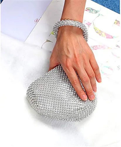 Miniatura 6 de ELEOPTION - Bolso de mano para mujer, diseño triangular, ideal para fiestas o graduaciones, Plateado