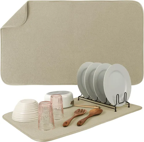 Miniatura 33 de S&T INC. Tapete de microfibra para secado de platos, reversible y absorbente para cocina, de 16 x 18 pulgadas, color negro