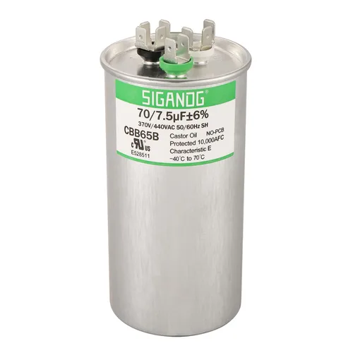 Miniatura 33 de 80/5 uF 80+5 MFD 370V o 440V CBB65 Capacitor Redondo de Arranque de Doble Funcionamiento 80 5 uF MFD 370 440 Voltios VAC para Condensador