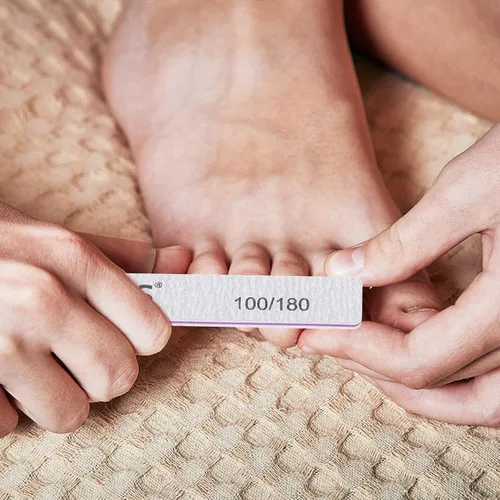 Miniatura 6 de BTYMS 30 unidades de limas de uñas de grano 100/180 y pulidoras profesionales de doble cara, herramienta de manicura para uñas acrílicas
