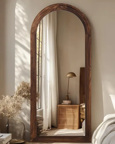 Miniatura 28 de Espejo de longitud completa, espejo de madera de 71 x 32 pulgadas, espejo de piso de madera con soporte, espejos de pie de gran tamaño, espejos
