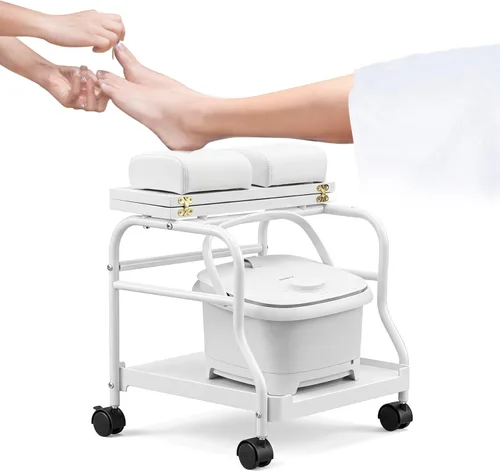 Miniatura 11 de Elitzia Carro Portátil de Pedicura con Reposapiés - Carro de Salón de Belleza y Baño de Pies para Uñas - Estación de Soporte Profesional ET27971