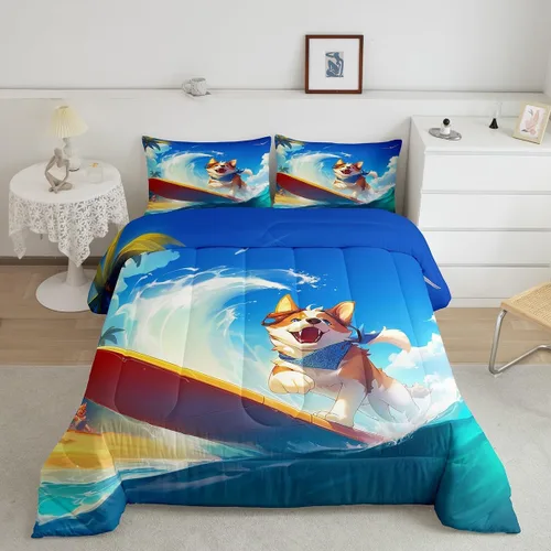 Miniatura 37 de Erosebridal Juego de edredón tamaño individual de animales del bosque, juego de ropa de cama de oso marrón para niños y niñas, edredón de plumón