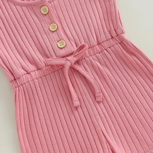 Miniatura 6 de Traje de verano para niña pequeña, de manga corta, acanalado, overol liso, pantalones cortos, ropa para recién nacidos