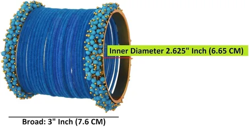 Miniatura 4 de Efulgenz Indian Bangle Set Faux Pearls Beads Plain Velvet Bracelet Bangle Jewelry for Women
