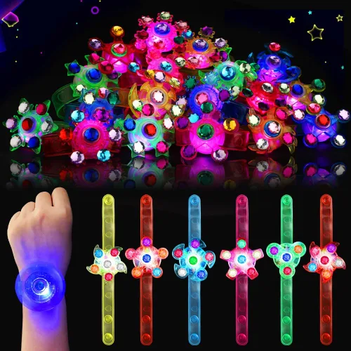 Paquete de 32 pulseras Fidget Spinner con luz LED, que brillan en la oscuridad, recuerdos de fiesta para niños de 4 a 8 a 12 años, juguetes de caja