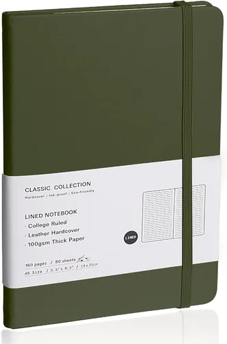 Miniatura 13 de Cuaderno rayado con tapa dura para hombres y mujeres – Cuadernos para escribir, trabajo, escuela, hogar y notas diarias, 160 páginas – Tamaño A5