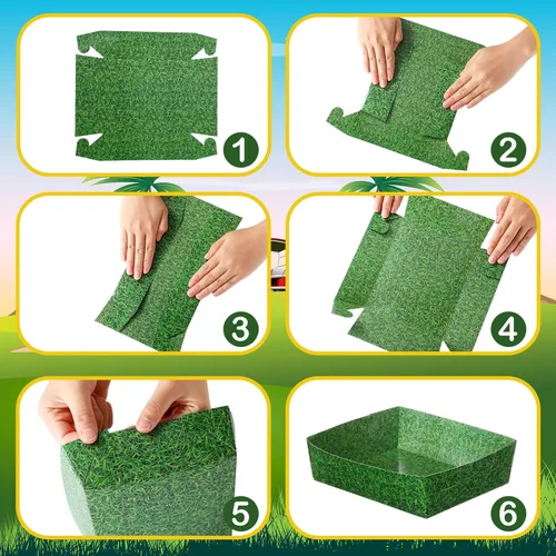 Miniatura 6 de Teling Paquete de 36 suministros para fiestas de golf, bandejas grandes de platos de golf de 5 libras, cuencos de papel, botes de comida y botes