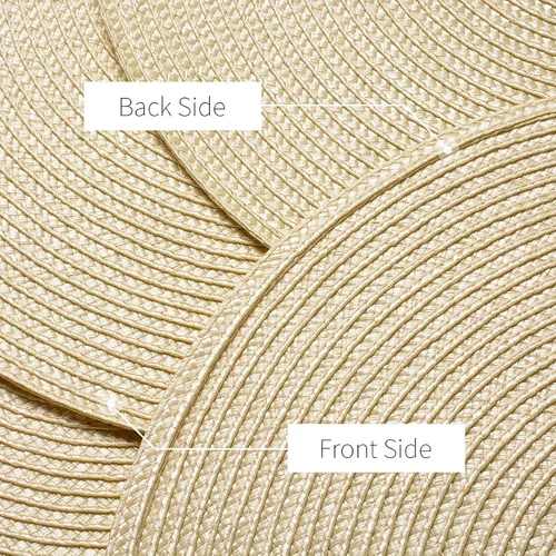 Miniatura 4 de AHHFSMEI Juego de 6 manteles individuales redondos trenzados de 15 pulgadas para mesas de comedor, tejido natural, resistentes al calor, color beige