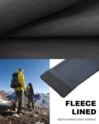 Miniatura 4 de Athrock Pantalones de senderismo impermeables con forro polar para mujer, con 4 bolsillos con cremallera