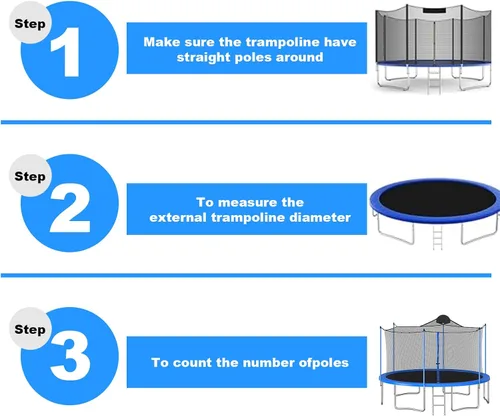 Miniatura 4 de Red de trampolín para postes rectos, trampolines de marco redondo, red de recinto de repuesto para marco redondo, repuesto de red de trampolín