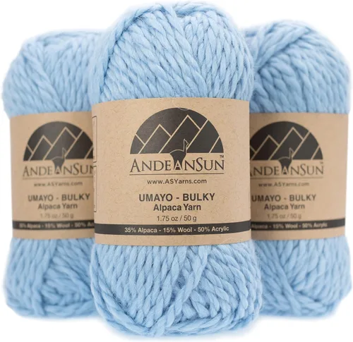 Miniatura 23 de (3 madejas pequeñas y hermosas) Mezcla de hilo de alpaca Umayo [165 yardas en total] Rojo, #5 voluminoso