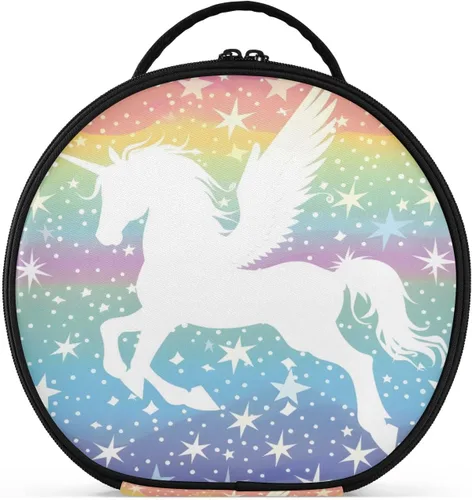 Miniatura 9 de senya Bolsa redonda para cosméticos, estuche de viaje para maquillaje, bolsa organizadora de maquillaje con divisores ajustables, portátil