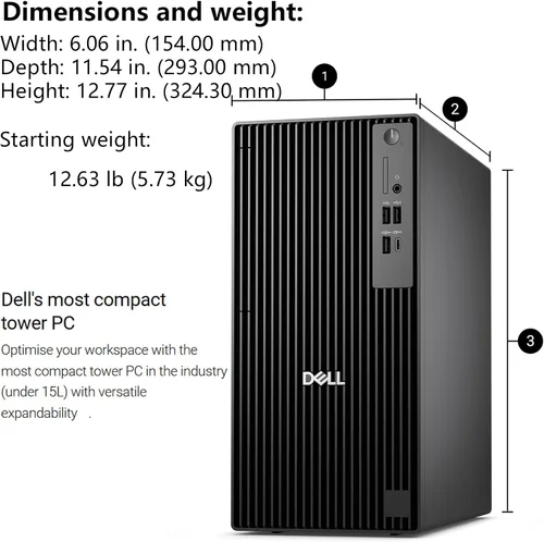 Miniatura 5 de Dell Pro Tower Plus QBT1250 - Escritorio empresarial, Intel Core Ultra 5-235, RAM DDR5 de 16 GB, SSD PCIe de 512 GB, DVDRW, 3x4K DP, Copilot AI