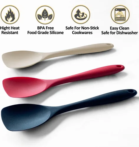 Miniatura 2 de Juego de espátulas de silicona mejoradas, VOVOLY espátula de goma resistente al calor, raspadores flexibles sin costuras antiadherentes para Caqui