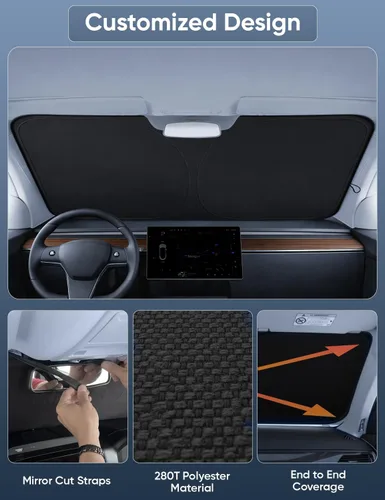 Miniatura 2 de Autovir Parasol para parabrisas Rivian R1S 2022-2024 2025 2026, parasol para ventana delantera, protección UV, bloqueador de calor, accesorios