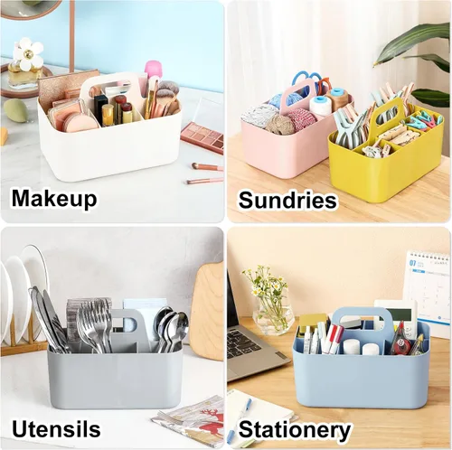 Miniatura 2 de Organizador Caddy Multiusos con Asa - Contenedor Tote de Plástico Apilable - Suministros de Arte y Manualidades, Oficina, Escritorio, Papelería