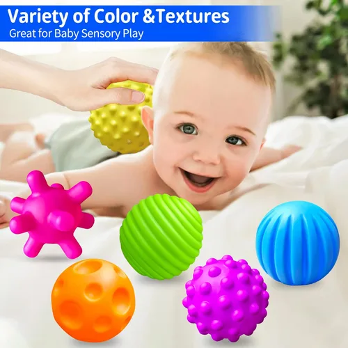 Miniatura 3 de Paquete de 6 bolas sensoriales para niños pequeños de 1 a 3 años, juguetes sensoriales para bebés de 6 a 12 meses, juguetes Montessori para bebés