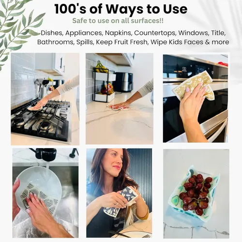 Miniatura 4 de Harps&Seb Paños de cocina suecos para cocina - Paquete de 6, toallas de papel reutilizables con clips, súper absorbentes, lavables, que no rayan