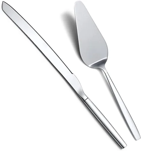 Berglander Juego de cuchillos y servidores para tartas de boda, juego de corte de pastel de acero inoxidable para incluir cortador de pasteles y
