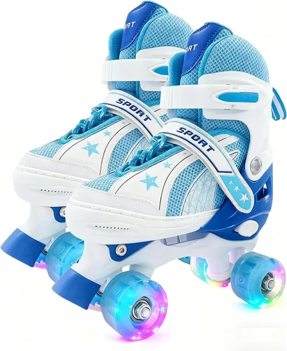 Patines ajustables para niños y niñas de 3 a 12 años, las 8 ruedas de patines se iluminan con equipo de protección, regalo para jóvenes, niños,
