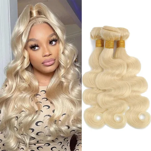 613 paquetes de cabello humano rubio ondulado, 3 paquetes de 10, 12, 14 pulgadas, 100% sin procesar, 10A, paquetes de cabello humano virgen