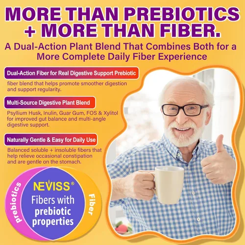 Miniatura 5 de 1 Paquete de Gomitas de Fibra para Adultos con Cáscara de Psyllium, 7G (Fibra Prebiótica Soluble + Insoluble) Diaria con Inulina, FOS, Goma de Guar