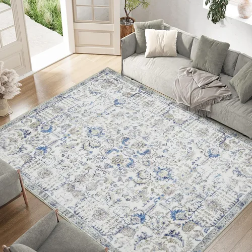 Miniatura 46 de jinchan Kalen - Alfombra de área lavable con diseño floral vintage, alfombra de entrada de medio círculo de 2 x 3, tapete de media luna de pelo