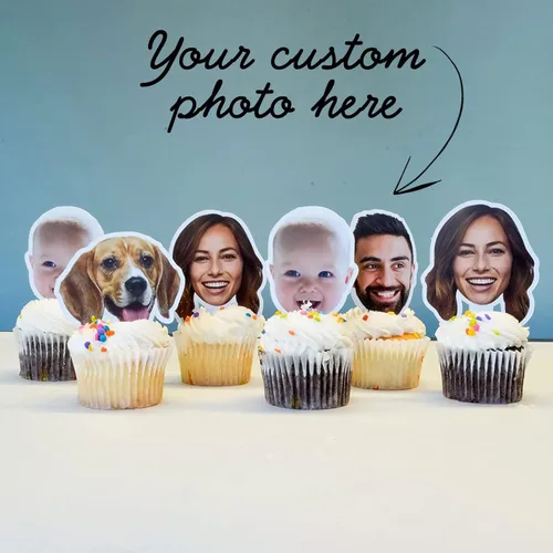 Miniatura 3 de VictoryStore Adornos personalizados para cupcakes – Juego de 150 adornos personalizados para cupcakes con foto personalizada, perfectos