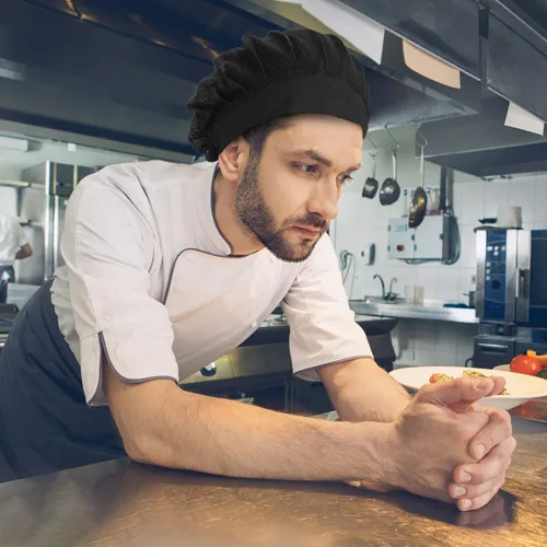 Miniatura 3 de Paquete de 4 u 8 sombreros de chef de cocina, gorras ajustables para servicio de alimentos, redes para el cabello, reutilizables, lavables, de malla