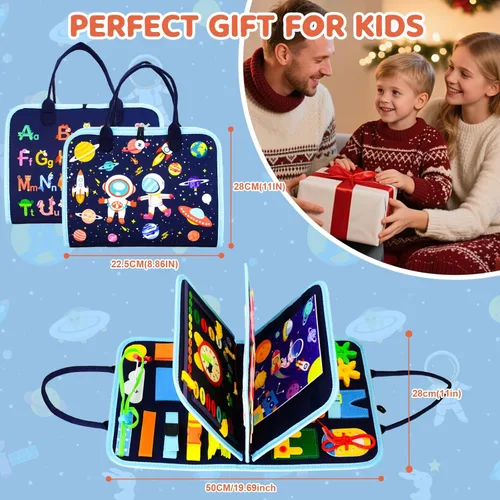 Miniatura 7 de Tablero Montessori para niños pequeños de 1 a 3 años, regalos de cumpleaños para niños, tablero educativo Montessori para libros ocupados